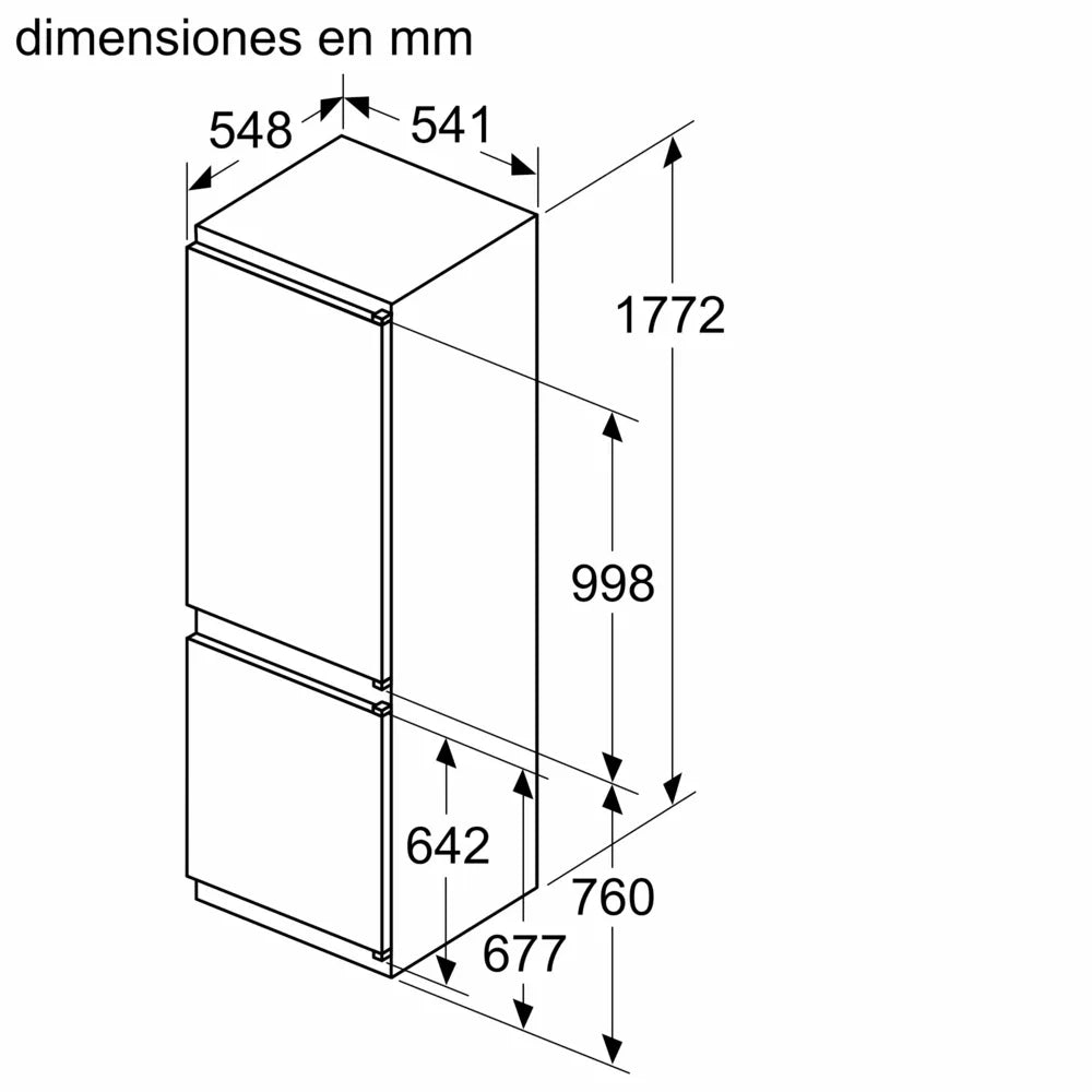 Heladera integrable Bosch 177.2 x 54.1 cm Puerta deslizante KIV86VSE0
