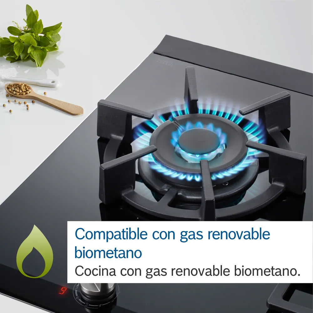ANAFE A GAS BOSCH VIDRIO NEGRO 75CM (PPQ7A6B90)