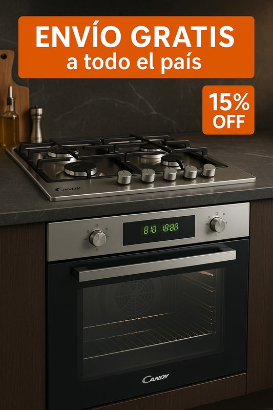 Horno eléctrico Candy con función Pizza y Anafe a Gas Diseño Italiano Super Eficiente