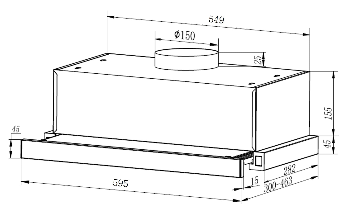 Plano y medidas Franke Flexa Lite 60 cm