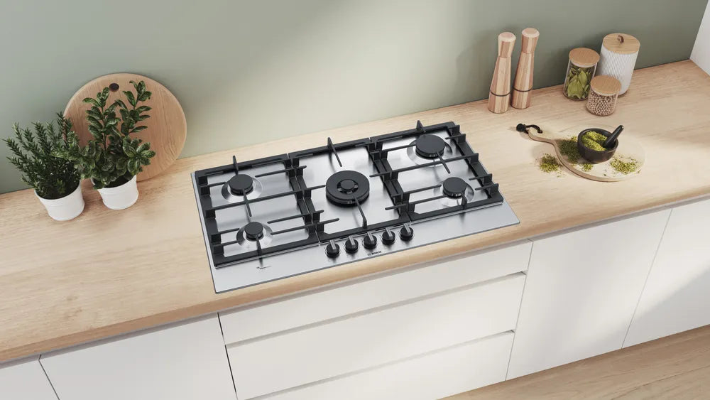 ANAFE A GAS BOSCH 90CM 5 HORNALLAS INOX (PCR9A5B90)