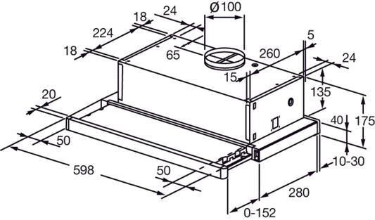 Campana empotrable Spar Flexa 60cm frente acero inoxidable integrada en mueble
