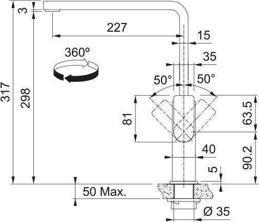 Franke Grifo Mythos Doccia Black Steel
