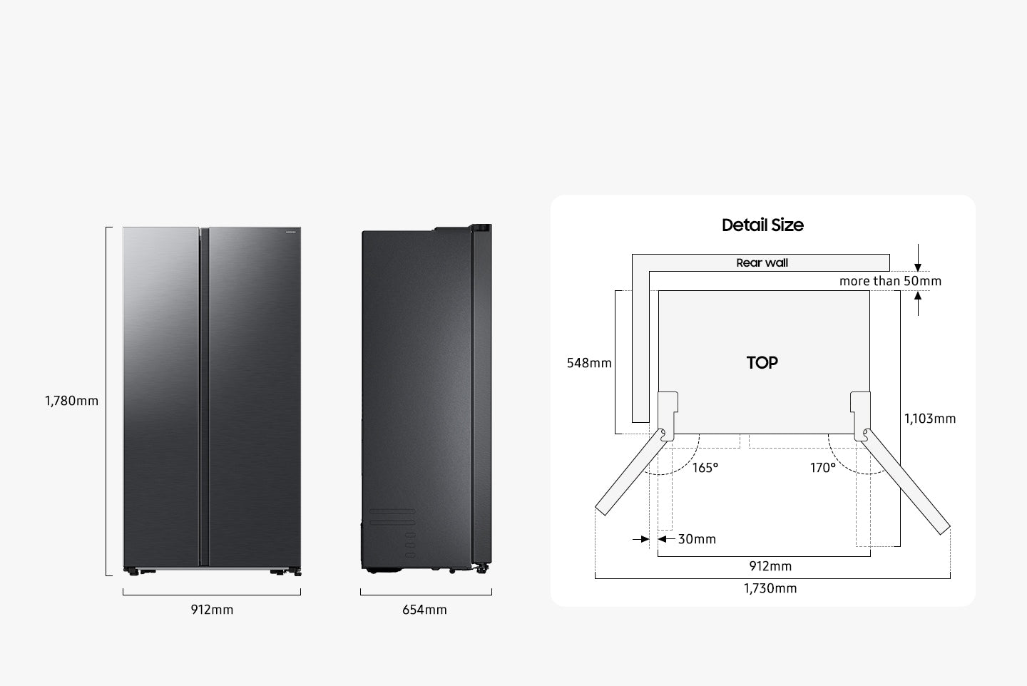 Samsung heladera side by side negra con puertas verticales y manijas integradas