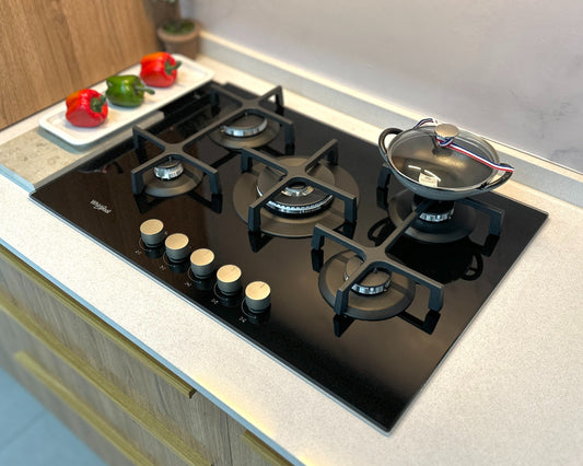 Anafe gas vidrio negro 73cm Whirlpool (GOA7523NBAG)