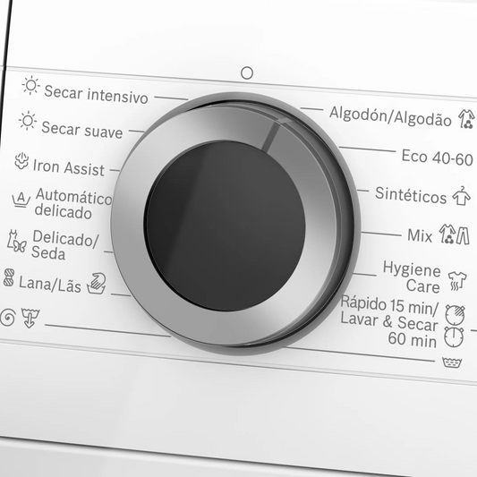 Detalle del panel de control digital del lavasecarropas Bosch WNG244A0ES
