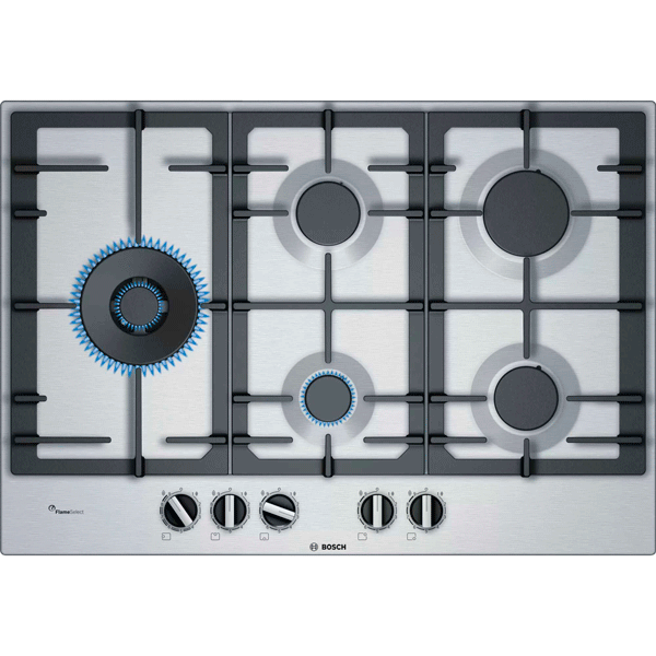 Anafe de gas Bosch 5 hornallas 75 cm Acero Inoxidable PCS7A5B90