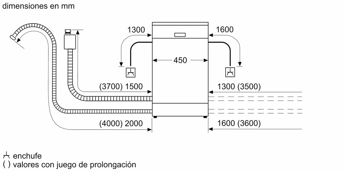 Plano de medidas del lavavajillas Bosch SPS2HKI58E 45 cm