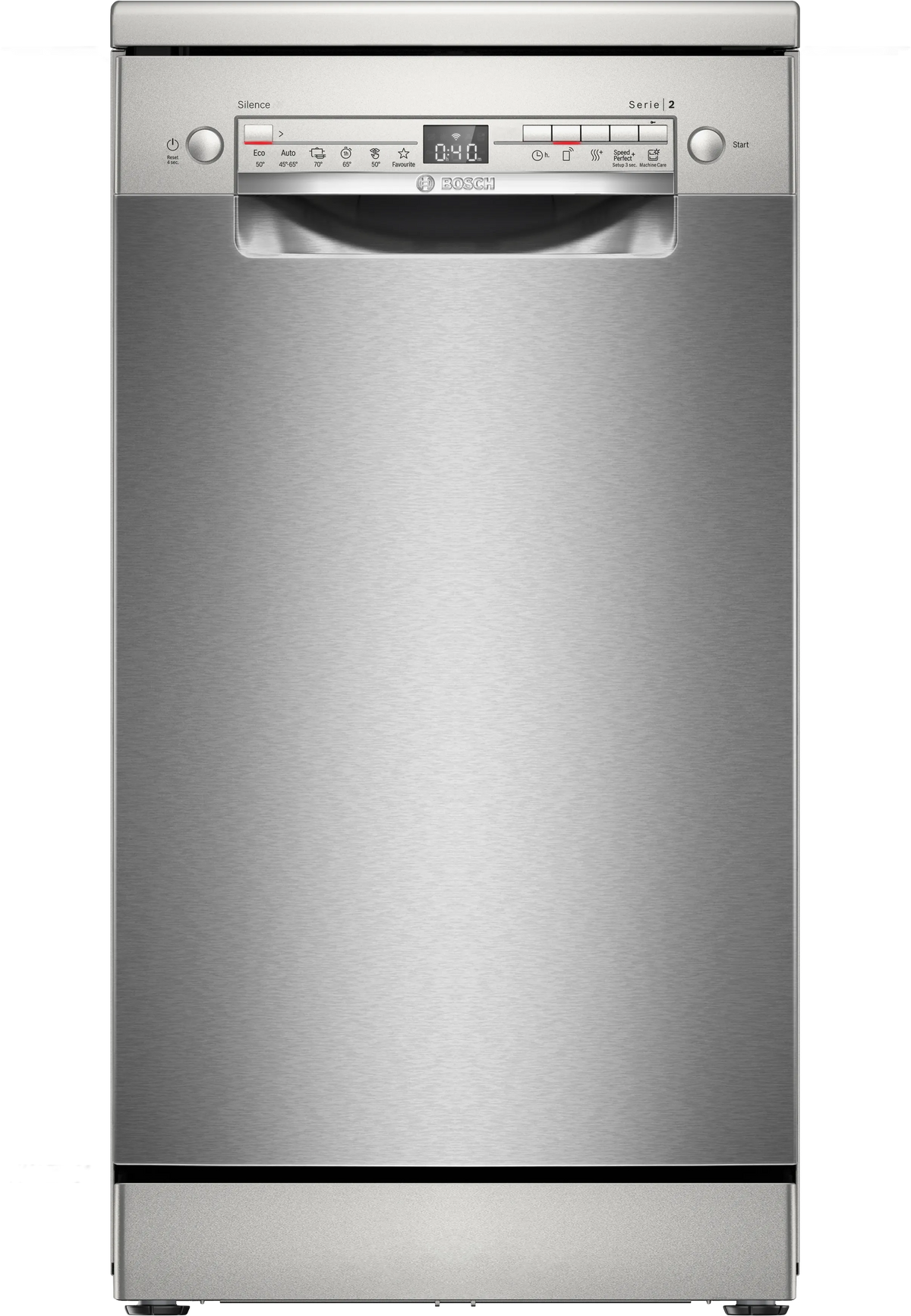 Lavavajillas Bosch SPS2HKI58E Serie 2 de 45 cm libre instalación acero inoxidable, vista frontal