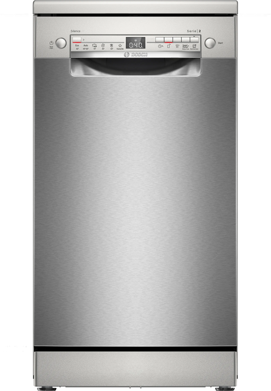 Lavavajillas Bosch SPS2HKI58E Serie 2 de 45 cm libre instalación acero inoxidable, vista frontal
