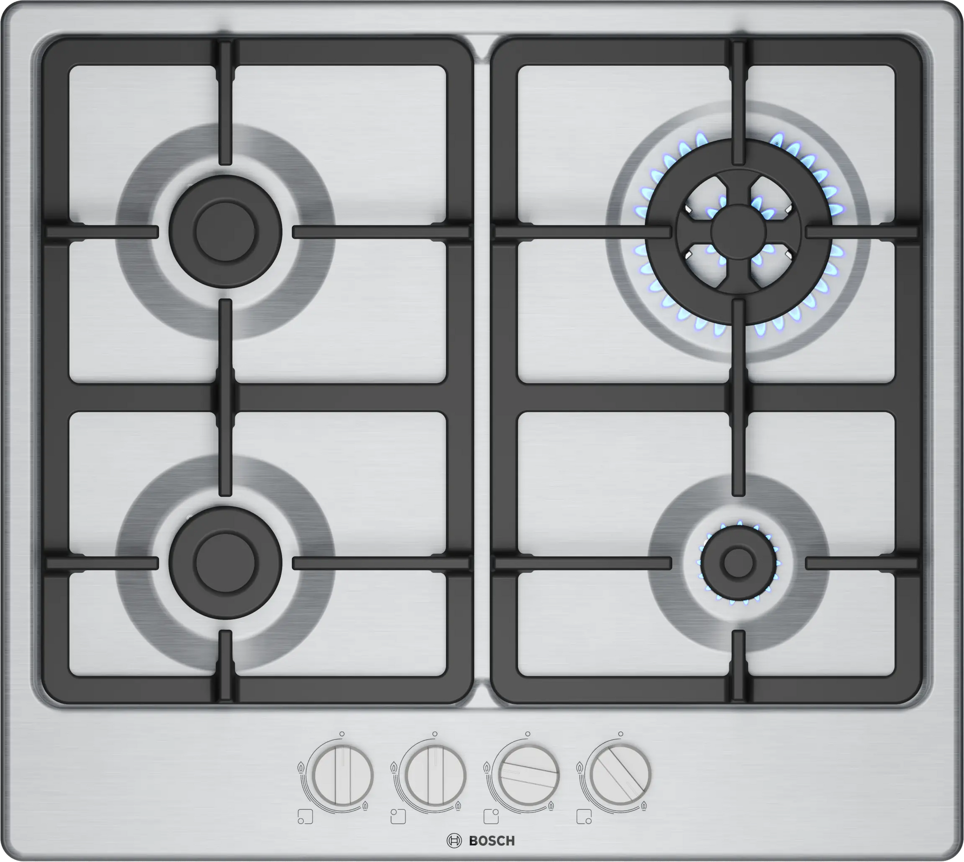 Anafe a gas Bosch PGH6B5K90 Serie 4 acero inox quemador wok
