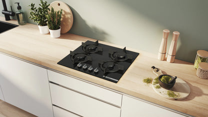 Combo Bosch: Horno Serie 2 HBF011BA2 + Anafe a Gas Serie 6 PPP6A6I10 Vidrio Negro
