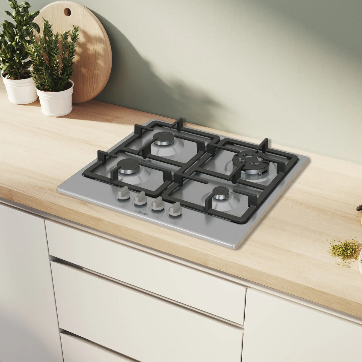 Anafe Bosch PGH6B5K90 vista lateral parrillas continuas