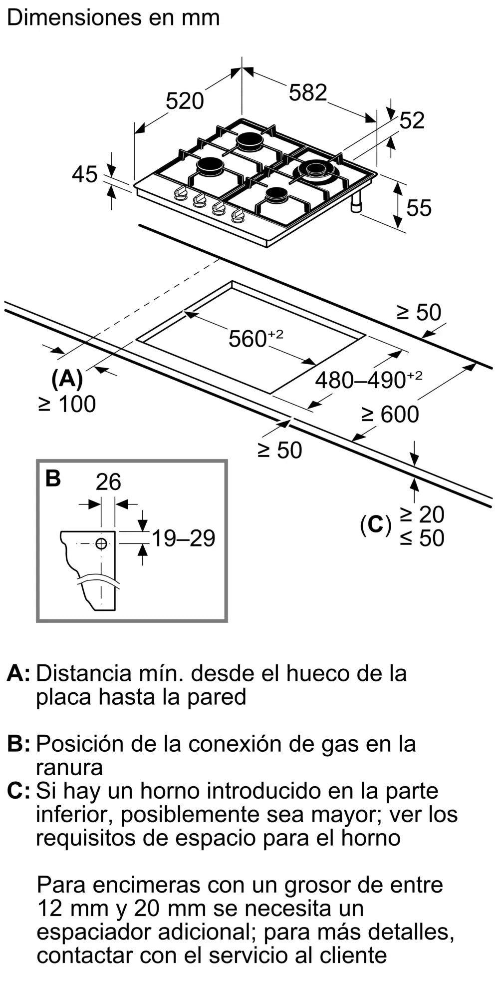 Anafe Bosch PGH6B5K90 esquema de instalación