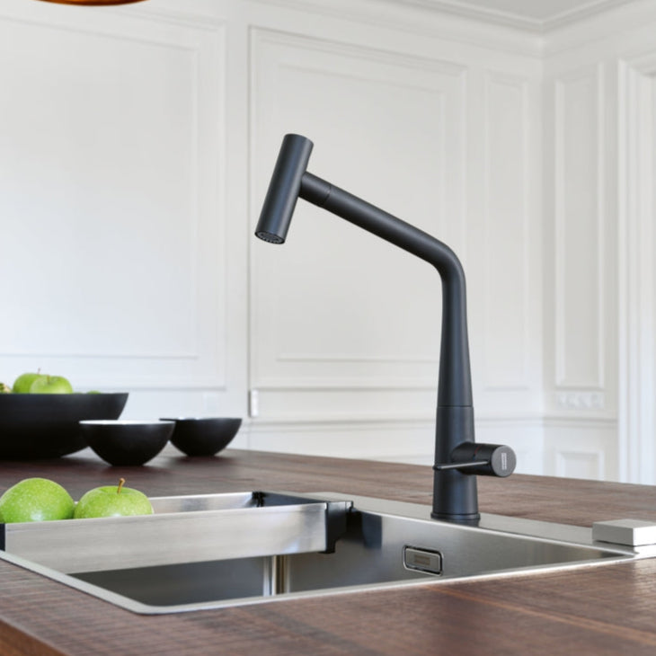 Combo Franke: Bacha Maris MRG610-72TL Negro + Grifo Icon Black Matt