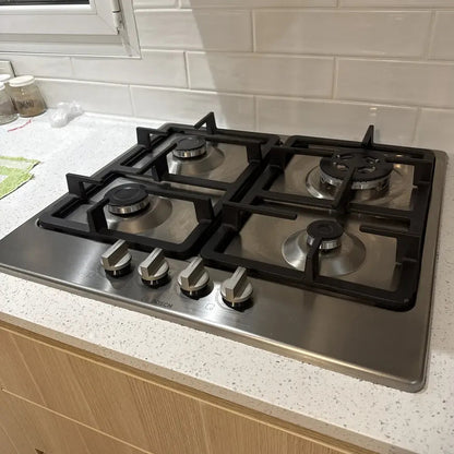 Anafe a Gas Bosch PGH6B5K90 Serie 4 | 4 Hornallas Acero Inox 60cm con Quemador Wok