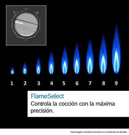 Anafe a Gas Bosch PCS7A5I90 75cm | FlameSelect 5 Hornallas Acero Inox