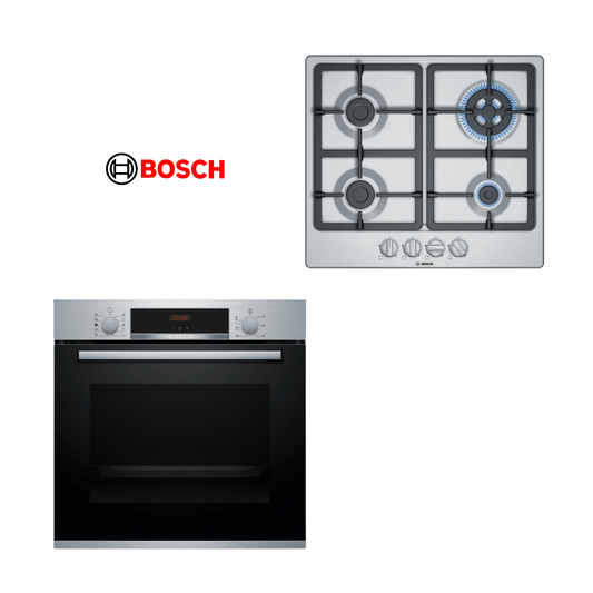 COMBO ANAFE A GAS 60CM (PGH6B5B90) + HORNO ELÉCTRICO SERIE 4 (HBA512BR0L)