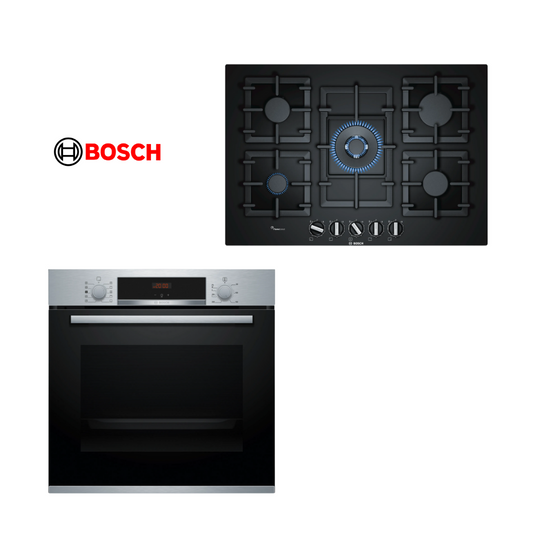 COMBO ANAFE A GAS 75CM SERIE 6 (PPQ7A6B90) + HORNO ELÉCTRICO SERIE 4 (HRA512ES0)