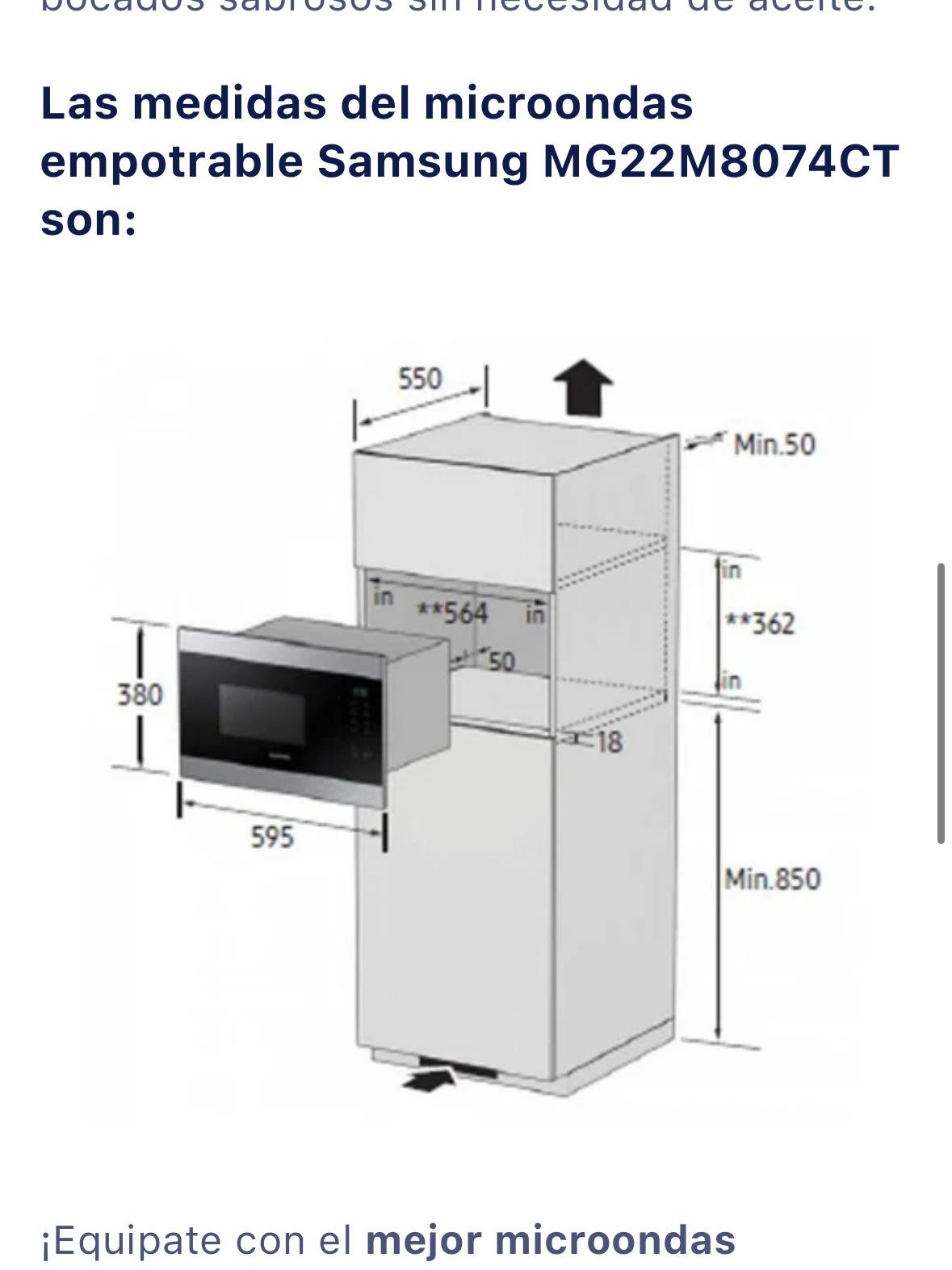 Horno Samsung con microondas negro empotrado en columna