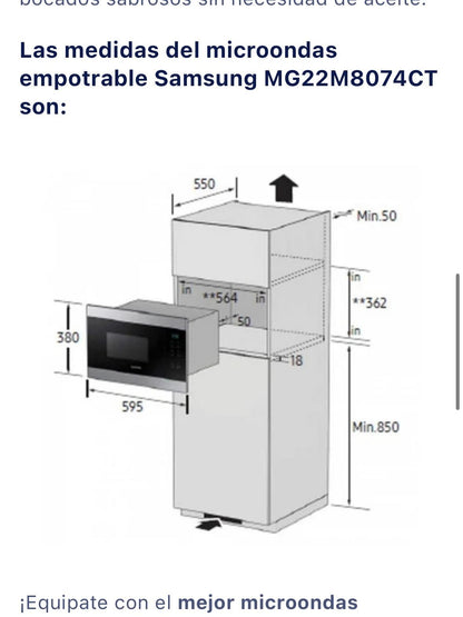 Horno Samsung con microondas negro empotrado en columna