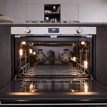 Horno eléctrico Candy empotrable acero inoxidable 90 cm con puerta de vidrio negro