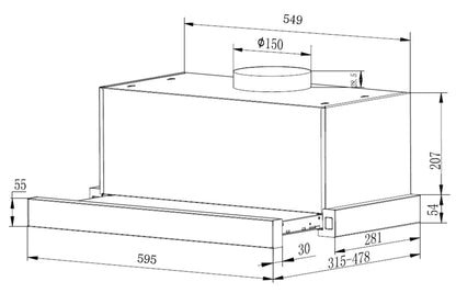 Plano y medidas Franke Flexa Touch 60 cm