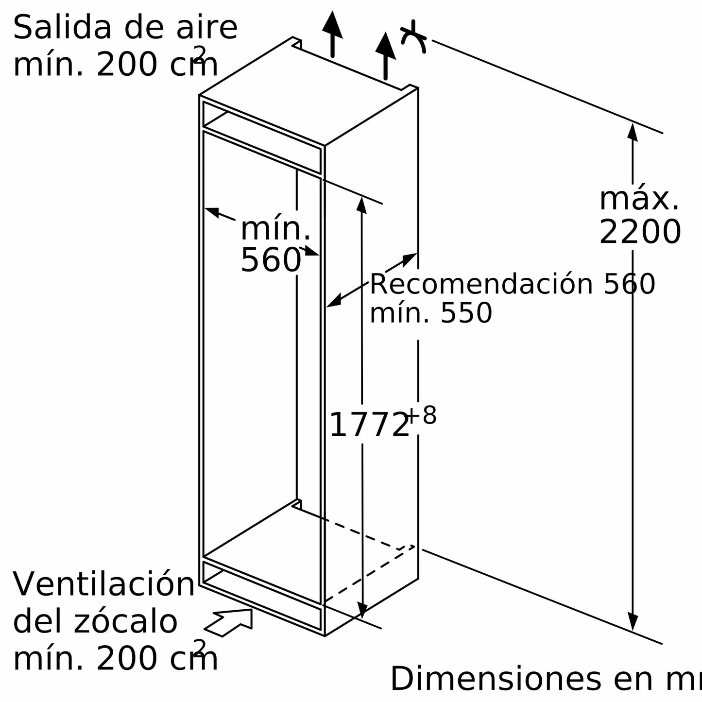 Freezer Integrable Bosch Serie 6 — 212 Litros, No Frost, Cierre SoftClose