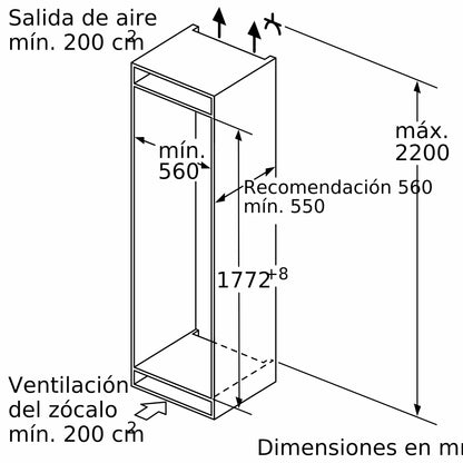 Freezer Integrable Bosch Serie 6 — 212 Litros, No Frost, Cierre SoftClose