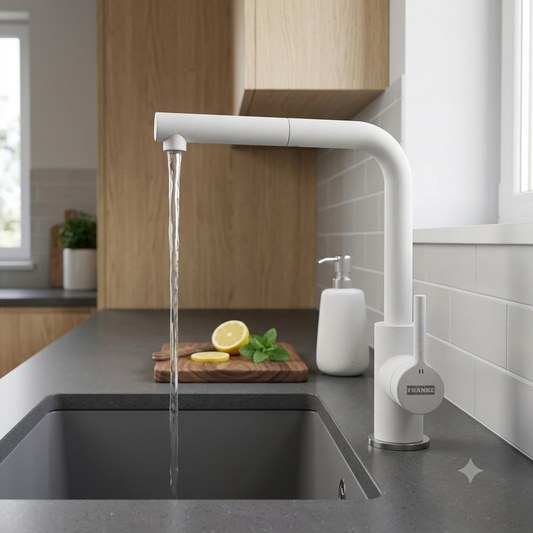 Grifo de Cocina Franke Lina L Pull Out Blanco Polar | Made in Italy