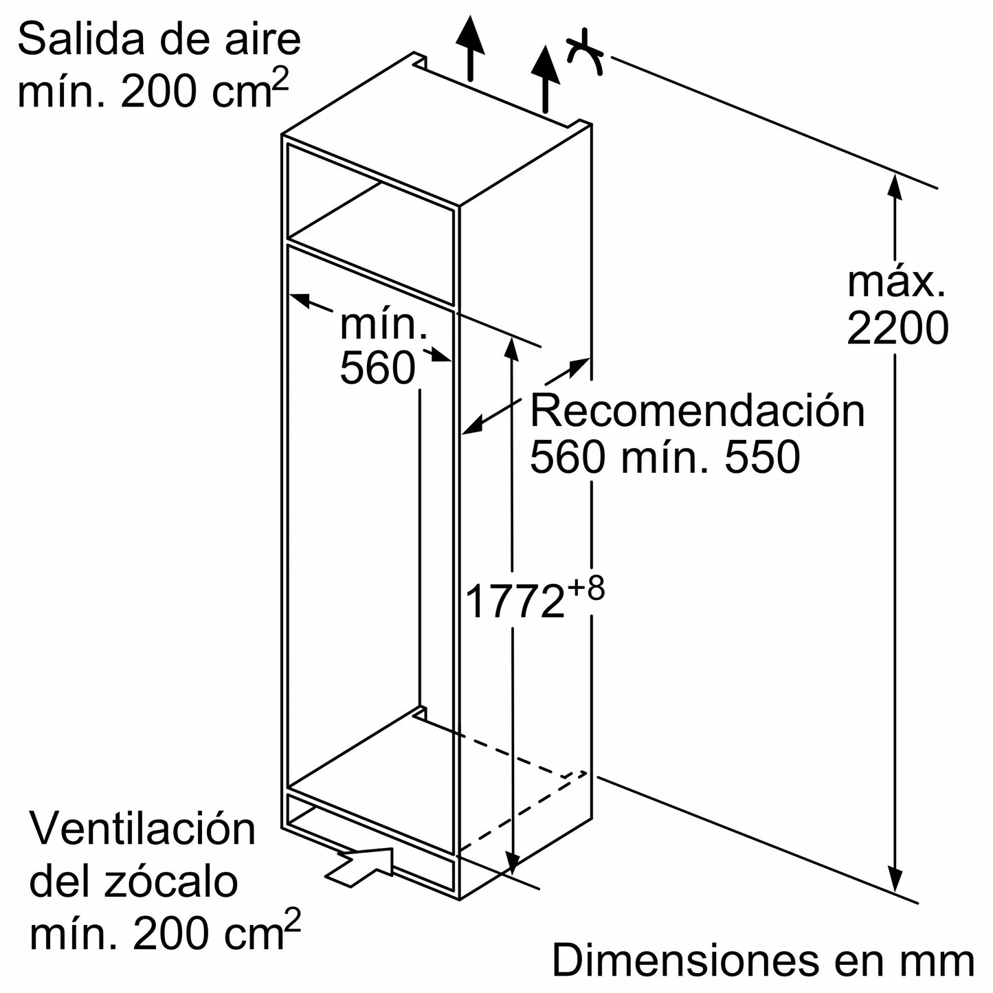 Heladera Integrable Bosch KIR81ADD0 Serie 6 — 310 Litros, VitaFresh XXL 0°C, SoftClose