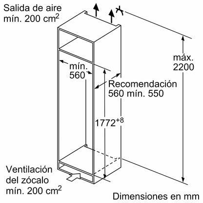 Heladera Integrable Bosch KIR81ADD0 Serie 6 — 310 Litros, VitaFresh XXL 0°C, SoftClose