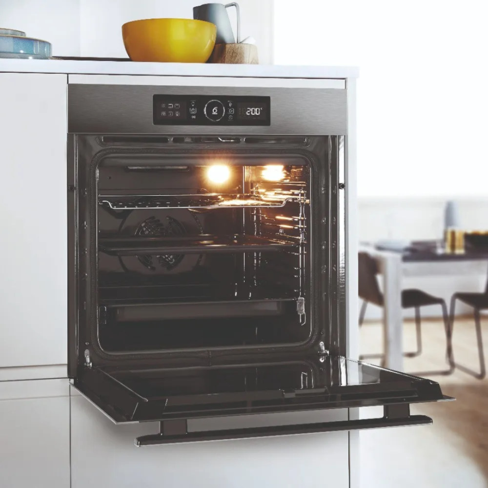 Horno empotrable eléctrico whirlpool wcollection inox 73 litros woc74asdim