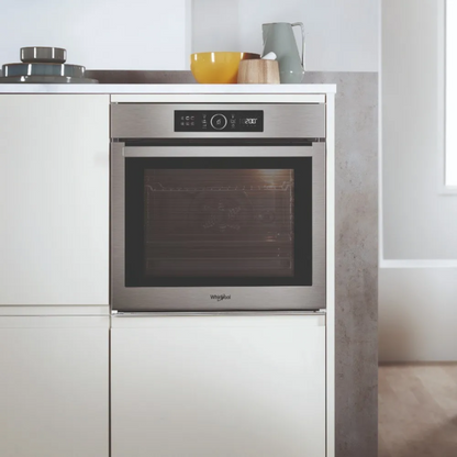 Horno empotrable eléctrico whirlpool wcollection inox 73 litros woc74asdim