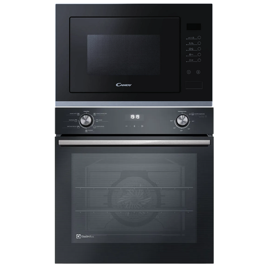 Combo Horno a Gas Electrolux con Microondas Negro diseño italiano de Candy