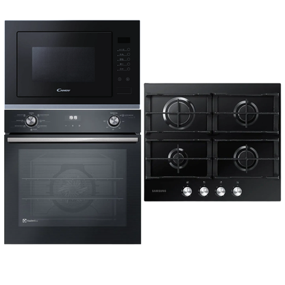 Combo Electrolux Horno Gas Microondas Negro y Anafe a gas Samsung