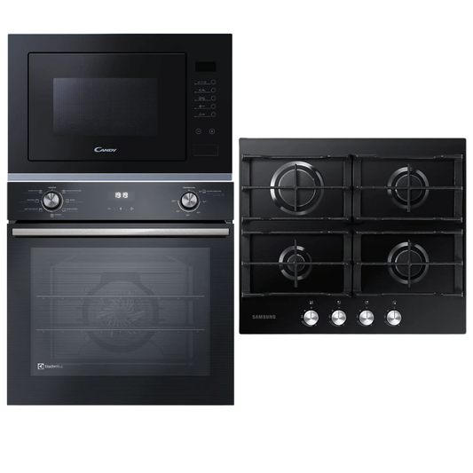 Combo Electrolux Horno Gas Microondas Negro y Anafe a gas Samsung