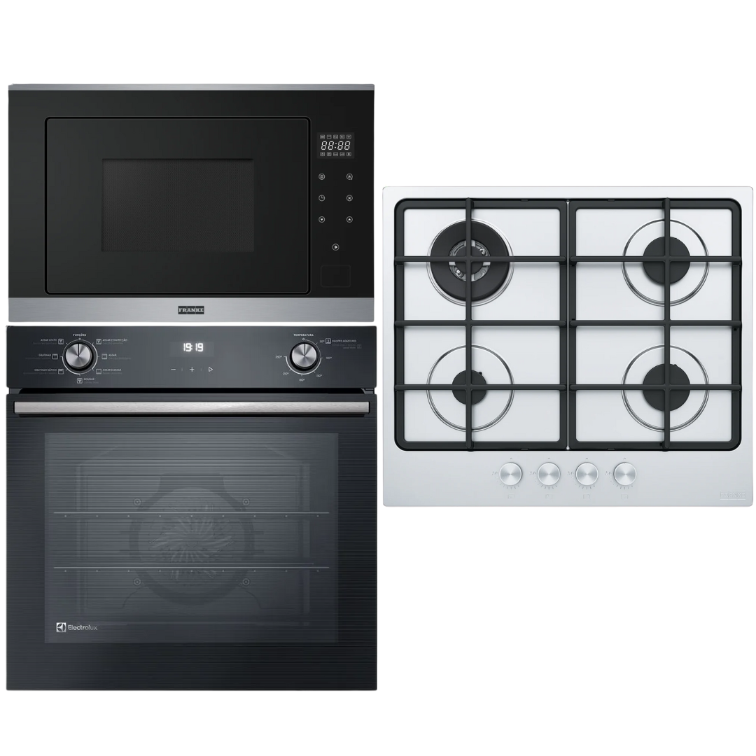 Combo Horno a Gas Electrolux Microondas y Anafe Italiano Franke