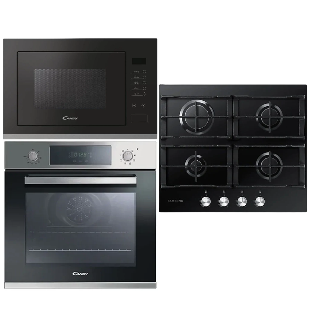 Combo Candy Horno 70 lts Micro Negro y Anafe a Gas Samsung