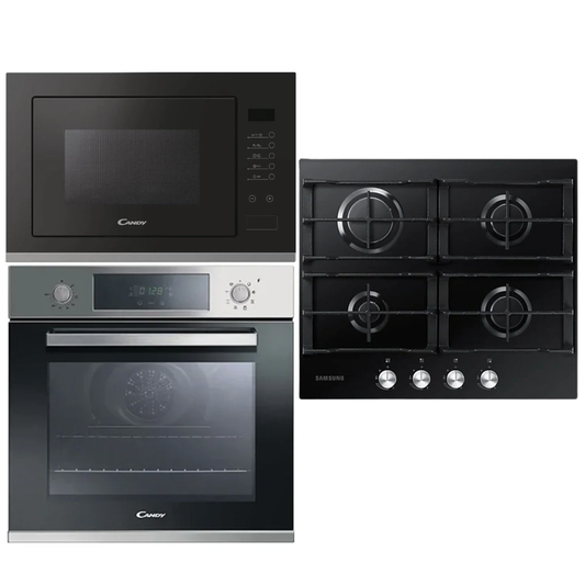 Combo Candy Horno 70 lts Micro Negro y Anafe a Gas Samsung