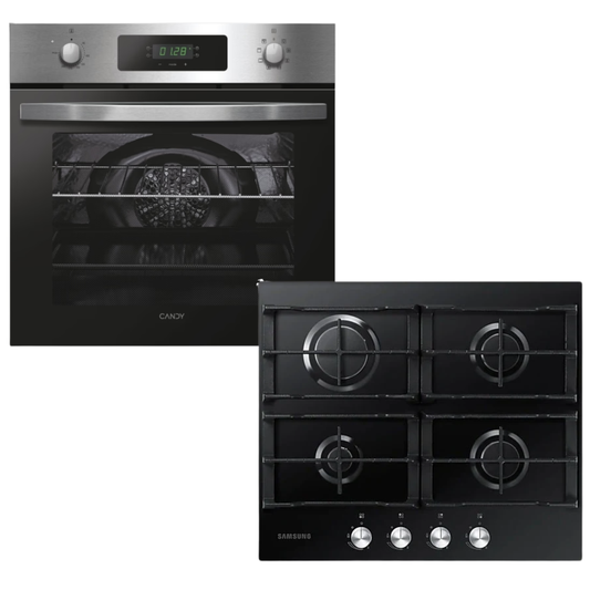 Combo Candy Horno 70 lts Micro Negro y Anafe a Gas Samsung