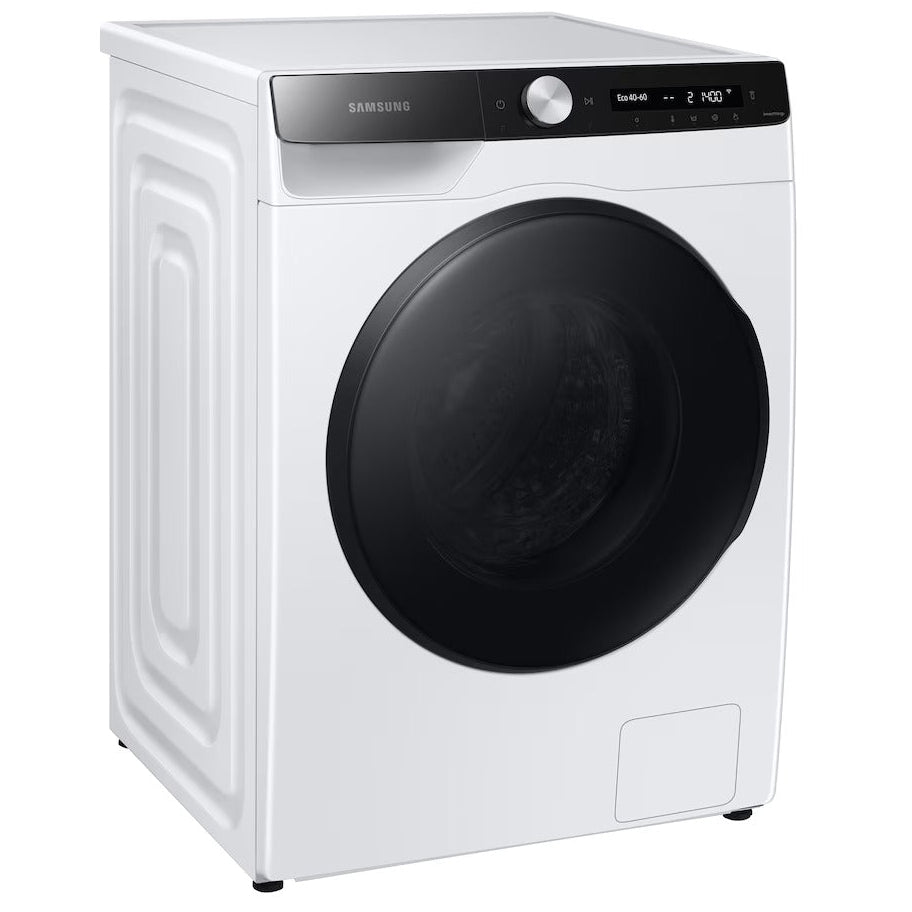 Lavasecarropas Samsung blanco con puerta frontal y panel digital táctil