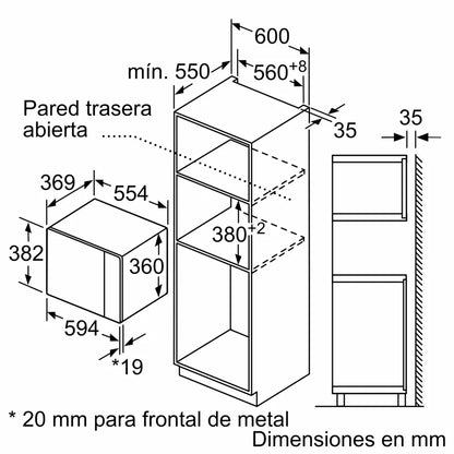 Microondas empotrable Bosch Serie 6 BEL554MB0 negro