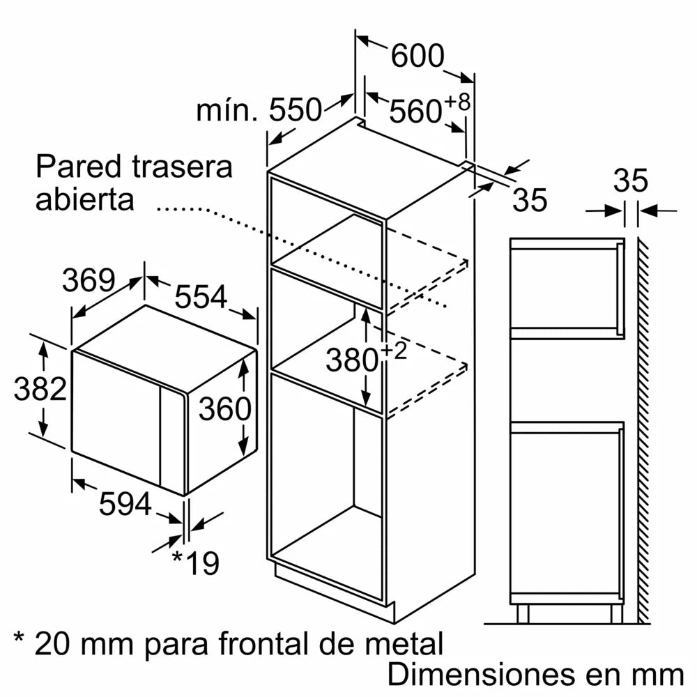 Microondas empotrable Bosch Serie 6 BEL554MB0 negro