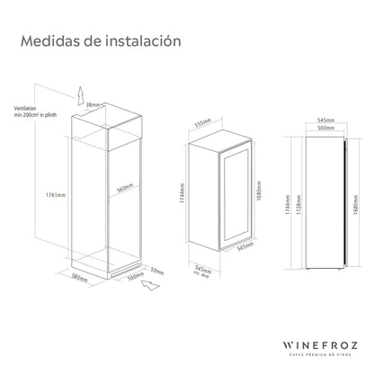 Cava de vinos PANELABLE - Built In - Triple Temperatura para 71 botellas