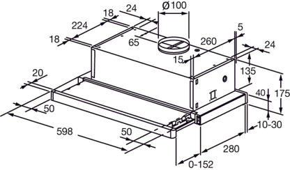 Campana empotrable Spar Flexa 60cm frente acero inoxidable integrada en mueble