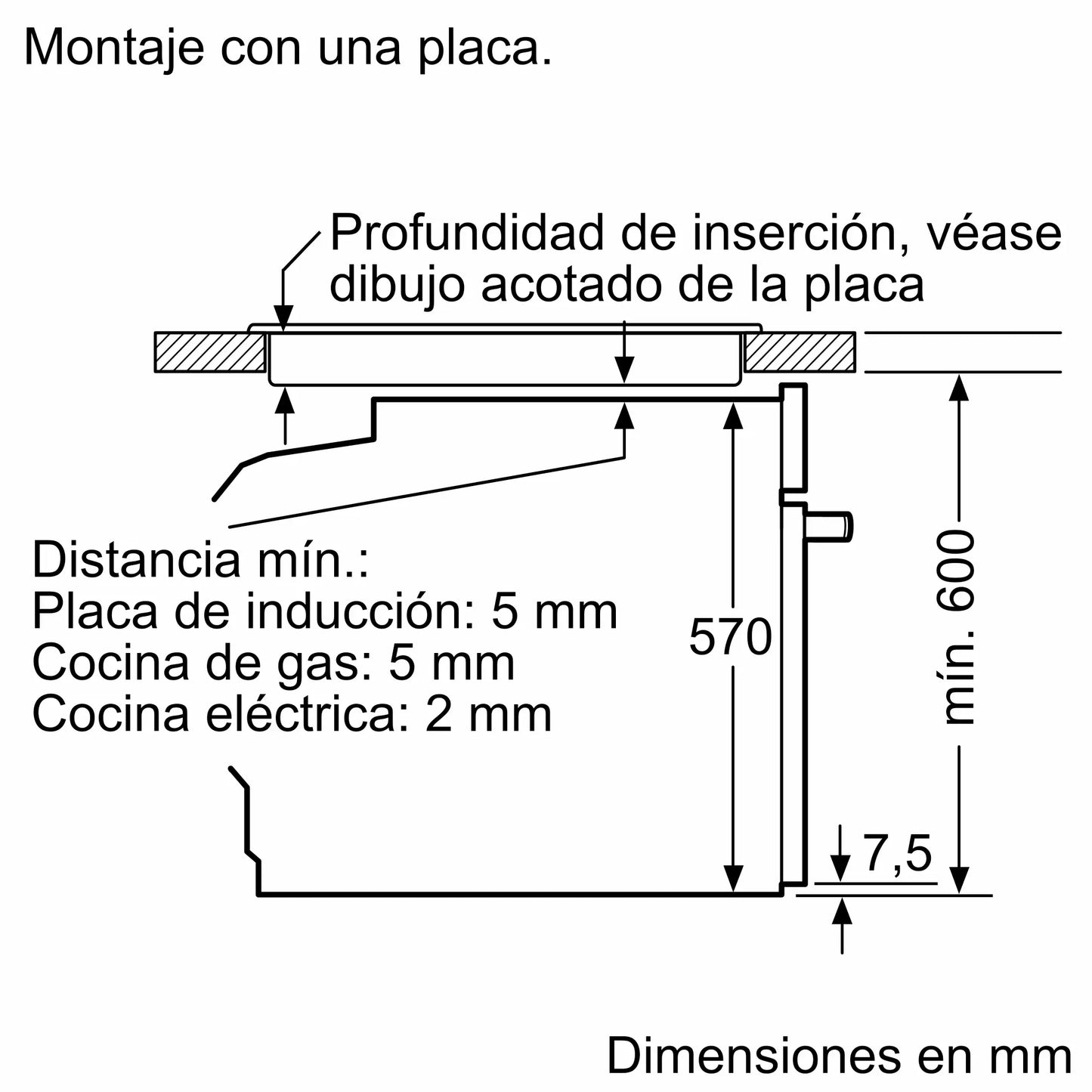 Horno pirolítico Bosch negro empotrado junto a anafe Samsung acero inoxidable