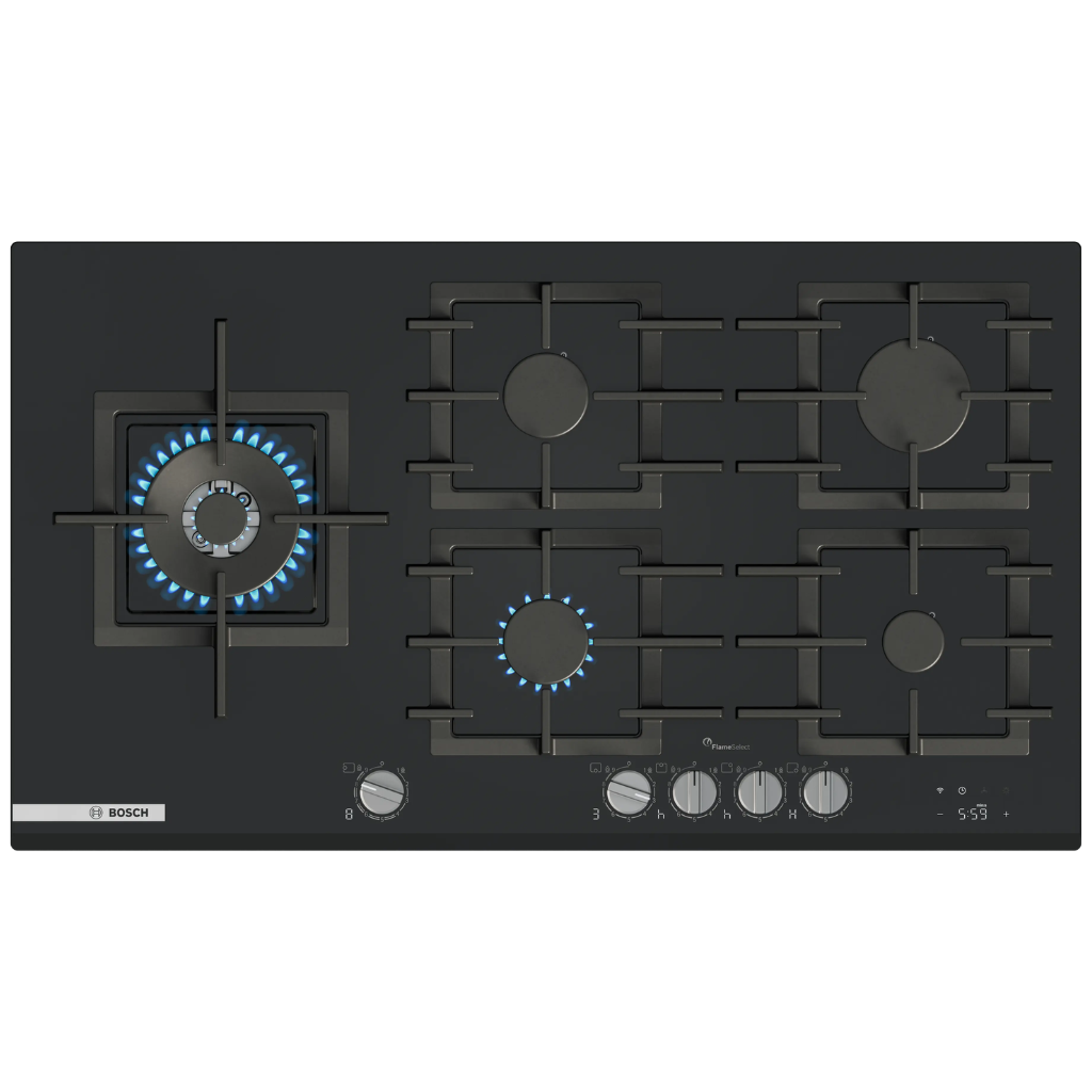 Horno pirolítico Bosch Serie 4 negro empotrado con anafe a gas de 90 cm integrado
