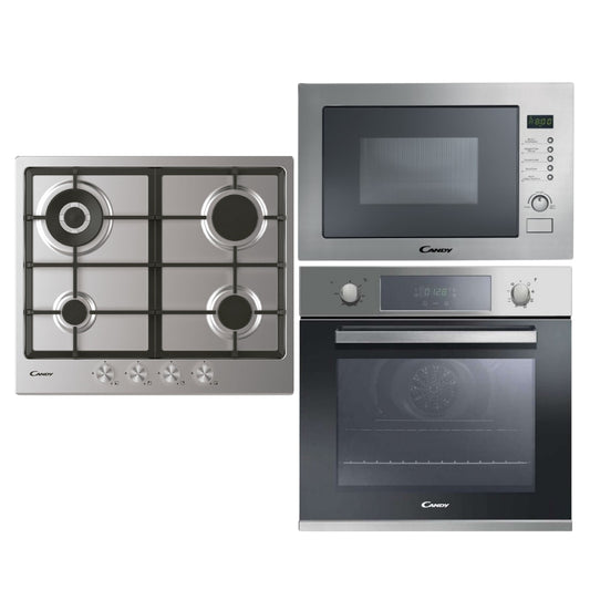 Horno eléctrico Anafe a gas y Microondas empotrable Candy diseño Italiano