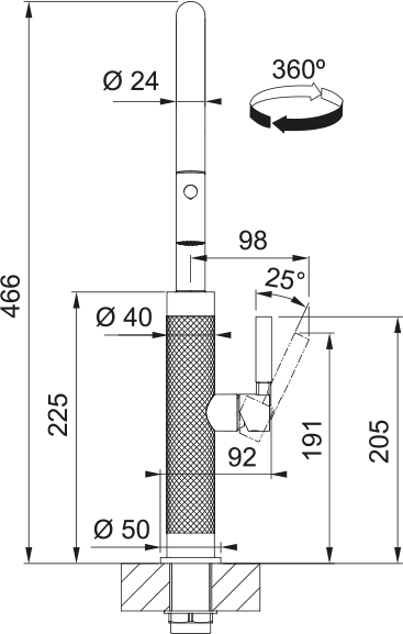 Grifo monocomando Franke acero inoxidable con caño extensible pull out